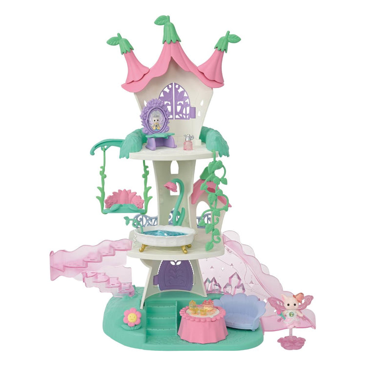 Calico Critters Fairytale Tower three-story magical playset with fairy figure, swing, and accessories