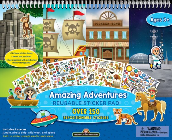 Teacher Creative Resources | Amazing Adventures Reusable Sticker Pad 3+ - CR Toys