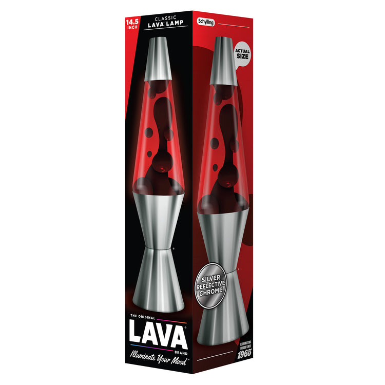 Lava Lamp | 14.5 Inch Chrome Crimson Black Red - 2