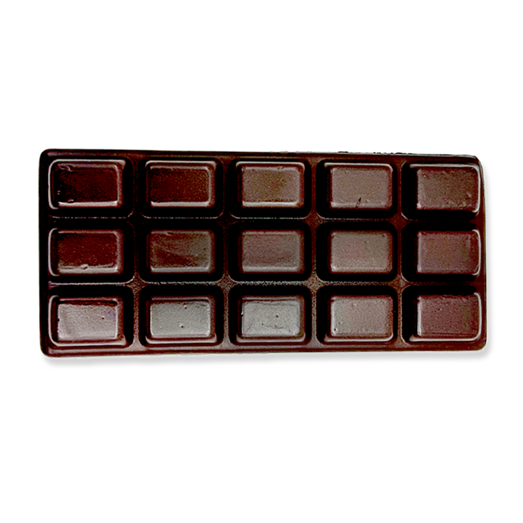 Fun Doh slow rise scented squishy toy shaped like a dark chocolate bar with 15 segments