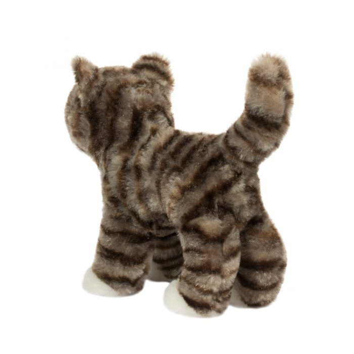 Zigby gray striped tabby cat stuffed animal plush toy standing pose rear view