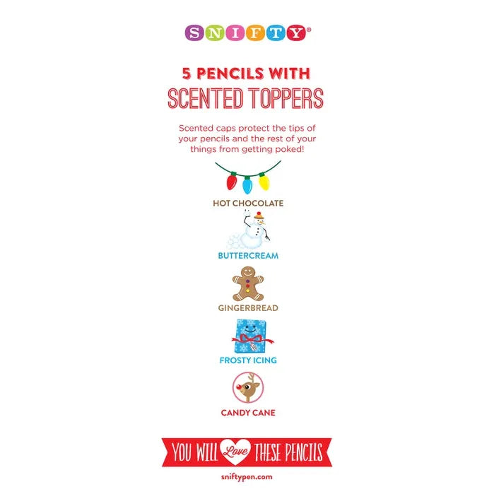 Holiday Pencil Scented Toppers Carded Set Of 5 Spt5006