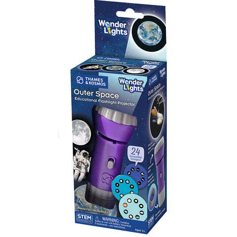 Thames & Kosmos Wonder Lights Outer Space Educational Flashlight Projector in purple with 24 space images