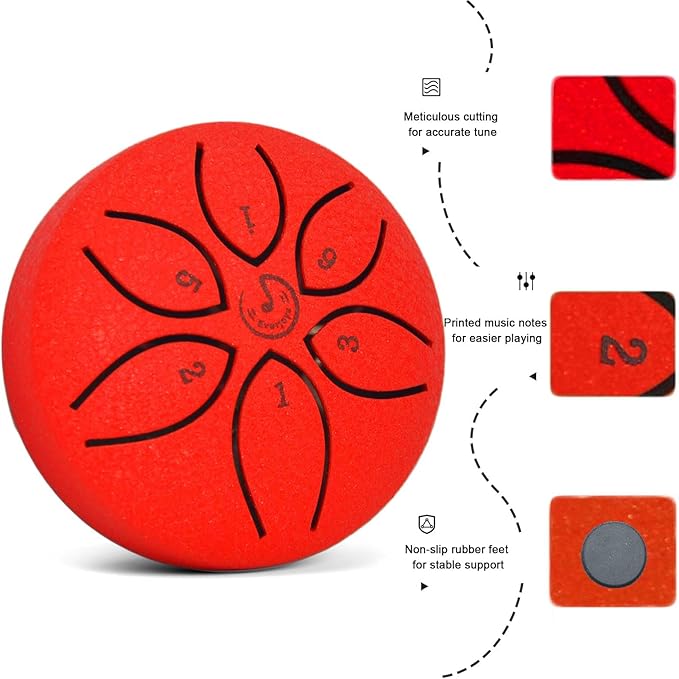 Steel Tongue Drum Red 3"