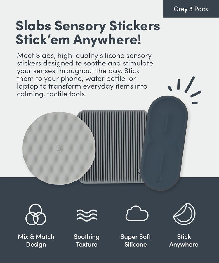 Slabs 3 Pack Sensory Stickers | Grey - 3