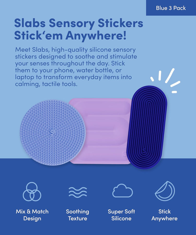 Slabs 3 Pack Sensory Stickers | Blue - 3