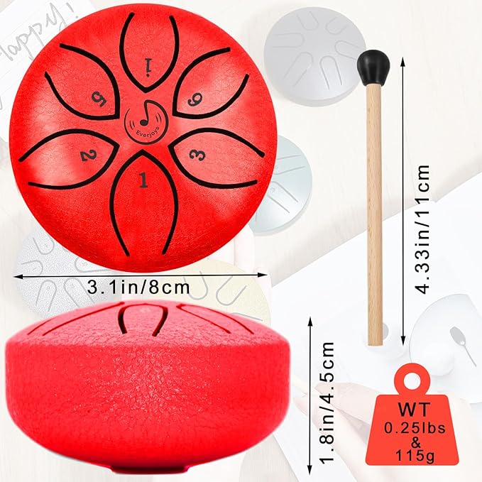 Steel Tongue Drum Red 3"