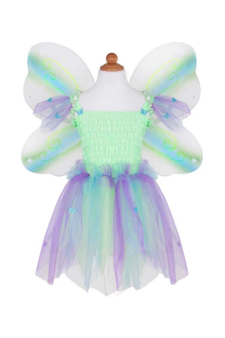 Gown | Butterfly Dress & Wings With Wand | Green/Multi | Size 5-6 - 5