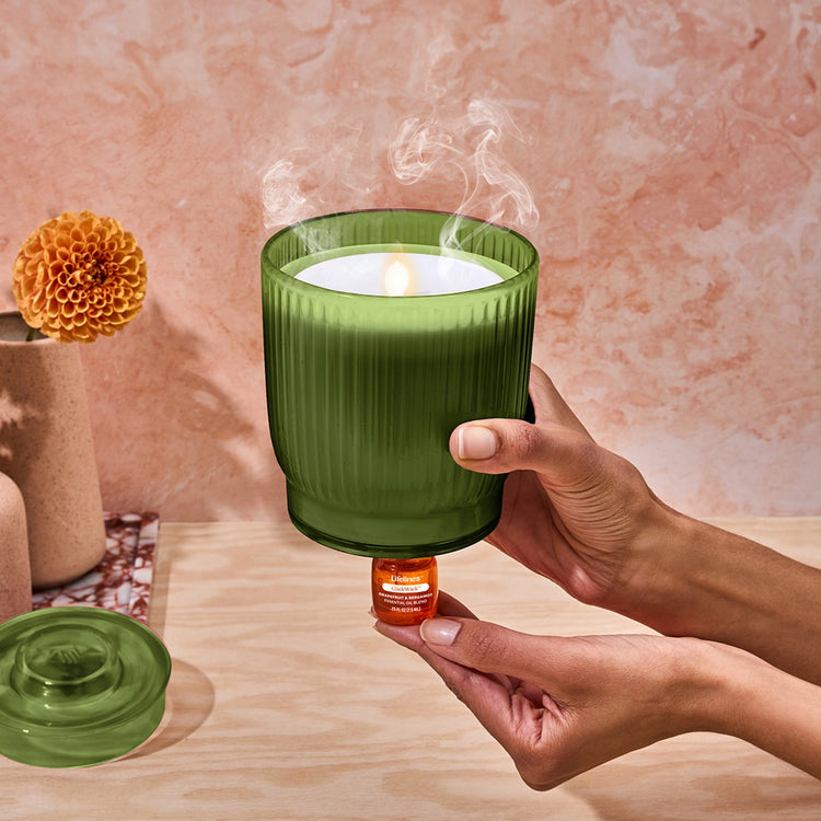 Lifelines | Flameless Candle Diffuser Olive Green Ribbed - 2