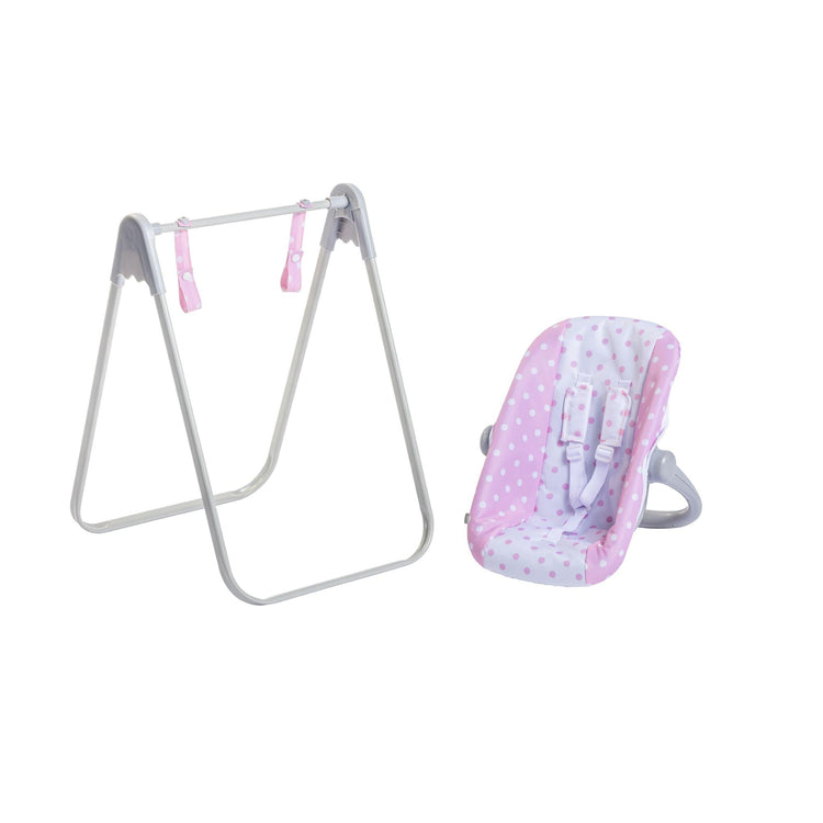 Berenguer Boutique | Playtime | 2 In 1 Baby Doll Swing And Portable Carrier | For Dolls Up To 18" Pink