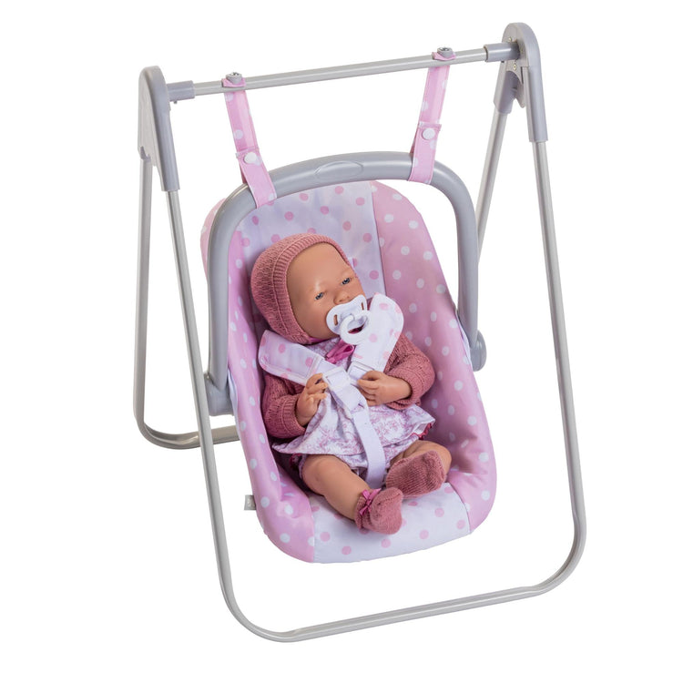 Berenguer Boutique | Playtime | 2 In 1 Baby Doll Swing And Portable Carrier | For Dolls Up To 18" Pink
