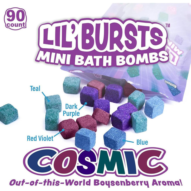 Tub Works | Lil' Bursts | Mini Bath Bombs For Kids | 90 Count | Cosmic | Ages 3+ - 9