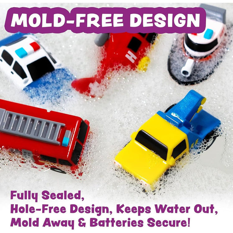 Tub Works | Emergency Cars | Light Up | Mold Free Bath Toy | Ages 1+ - 4