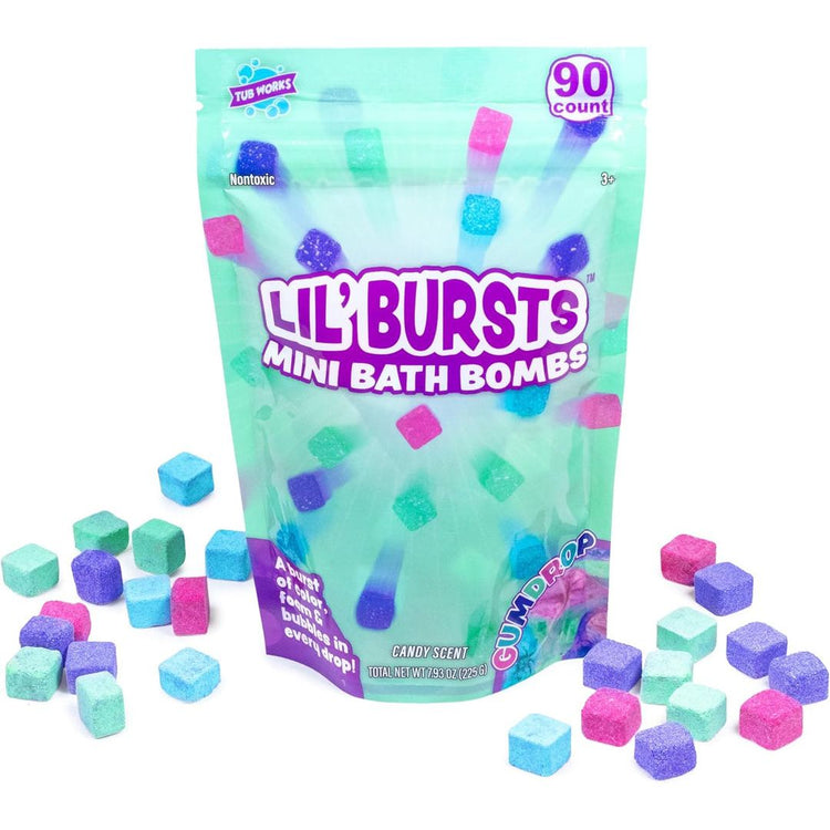 Tub Works | Lil' Bursts | Mini Bath Bombs For Kids | 90 Count | Gumdrop | Ages 3+ - 9