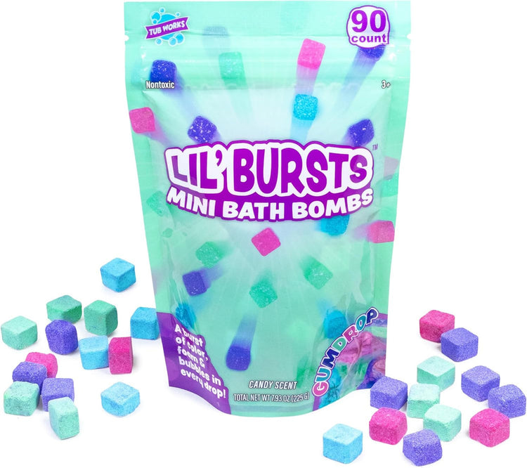 Tub Works | Lil' Bursts | Mini Bath Bombs For Kids | 90 Count | Gumdrop | Ages 3+ - 9
