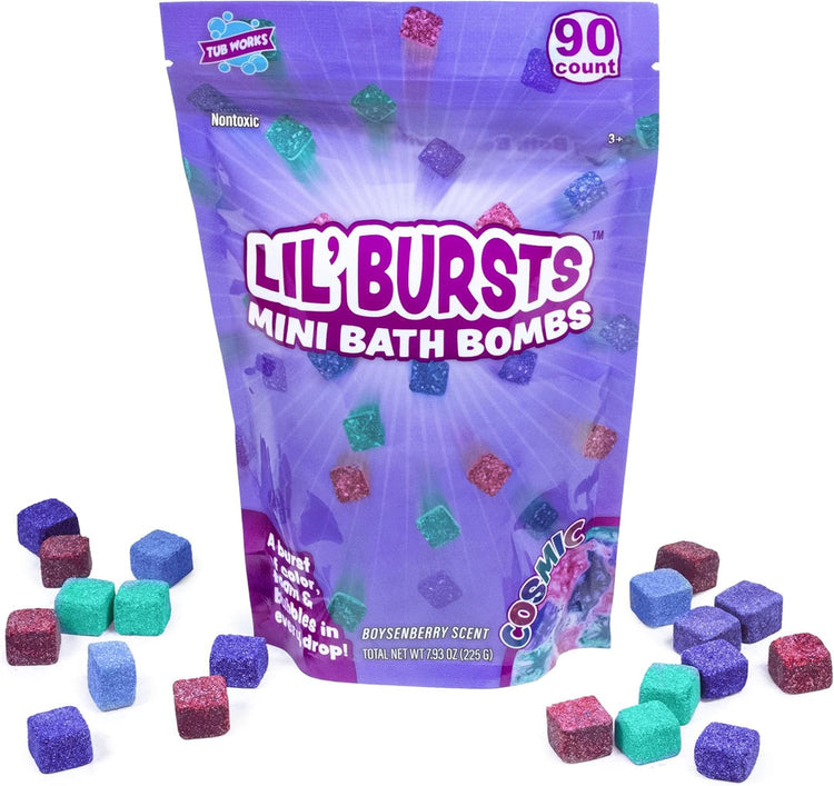 Tub Works | Lil' Bursts | Mini Bath Bombs For Kids | 90 Count | Cosmic | Ages 3+ - 10