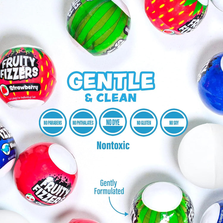 Tub Works | Fruity Fizzers | Bubbling Bath Bombs For Kids | Dye - Free | Ages 3+ - 6