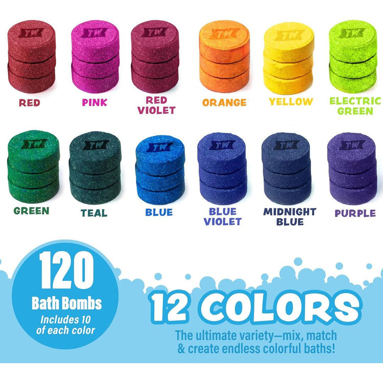 Tub Works | Bath Color Pops | Moisturizing Kids Bath Bombs | 120 Count | Ages 3+ - 4