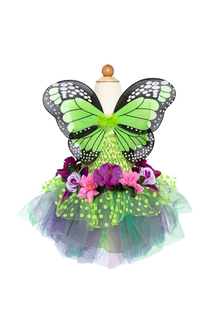 Gown | Fairy Blooms Deluxe Dress & Wings | Green | Size 3-4 - 2