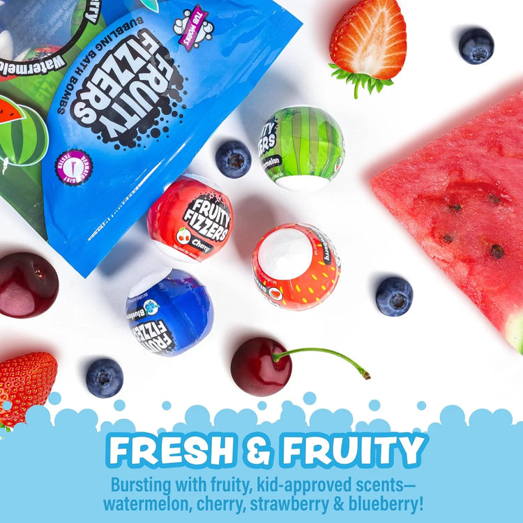 Tub Works | Fruity Fizzers | Bubbling Bath Bombs For Kids | Dye - Free | Ages 3+ - 9