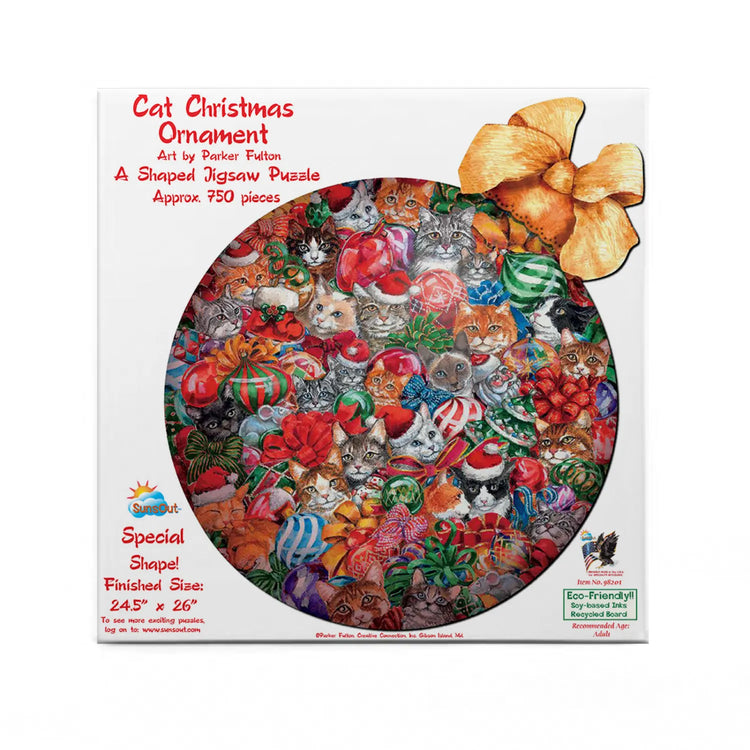 Cat Christmas Ornament Shaped Puzzle 750pc