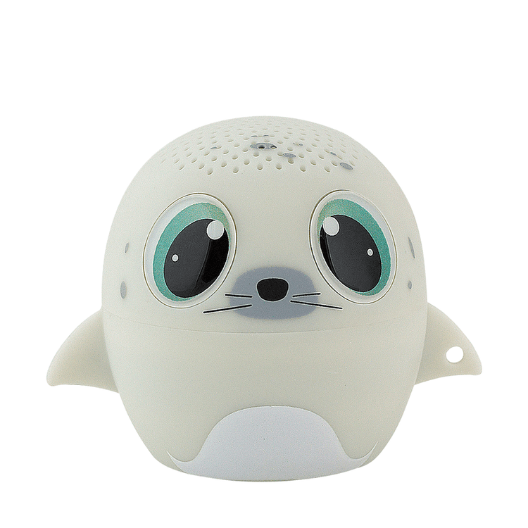 My Audio Pet Sealebration Bluetooth speaker shaped like a cute white seal with teal eyes