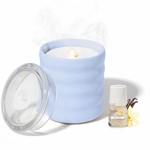 Lifelines Flameless Candle Diffuser | Bubble Periwinkle w/ Very Vanilla Essential Oil Scent - 1