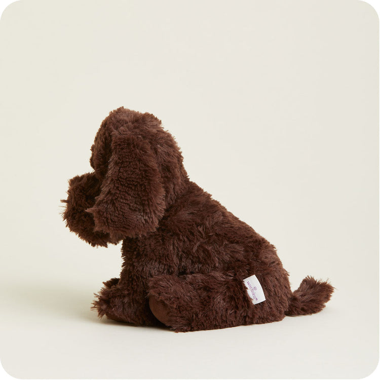 Warmies Chocolate Labrador plush stuffed animal shown from rear angle on white background