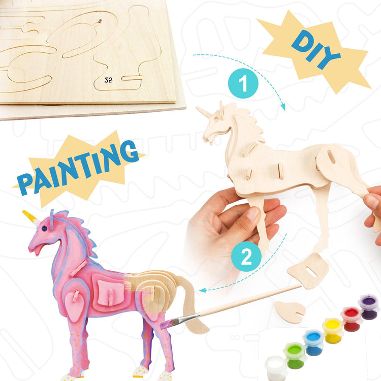 Wooden Puzzle With Paint | Unicorn 5+