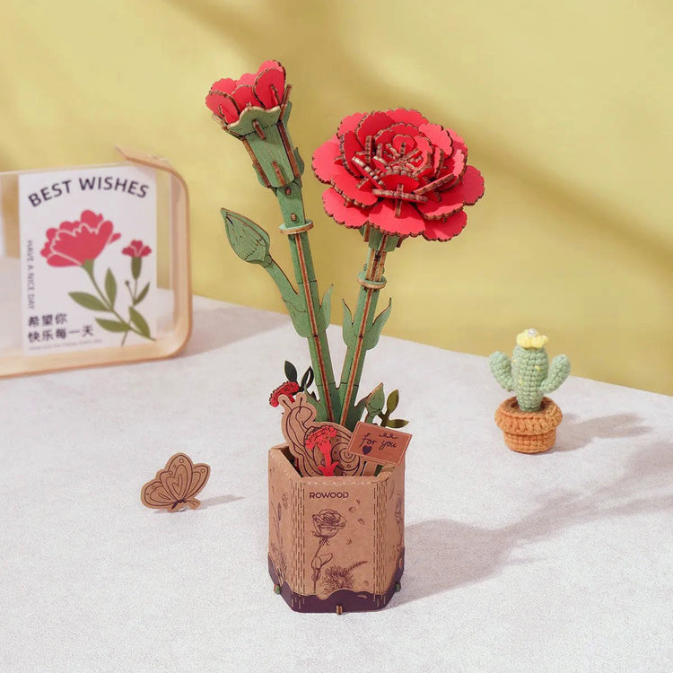 Hands Craft | Wooden Red Carnation - CR Toys