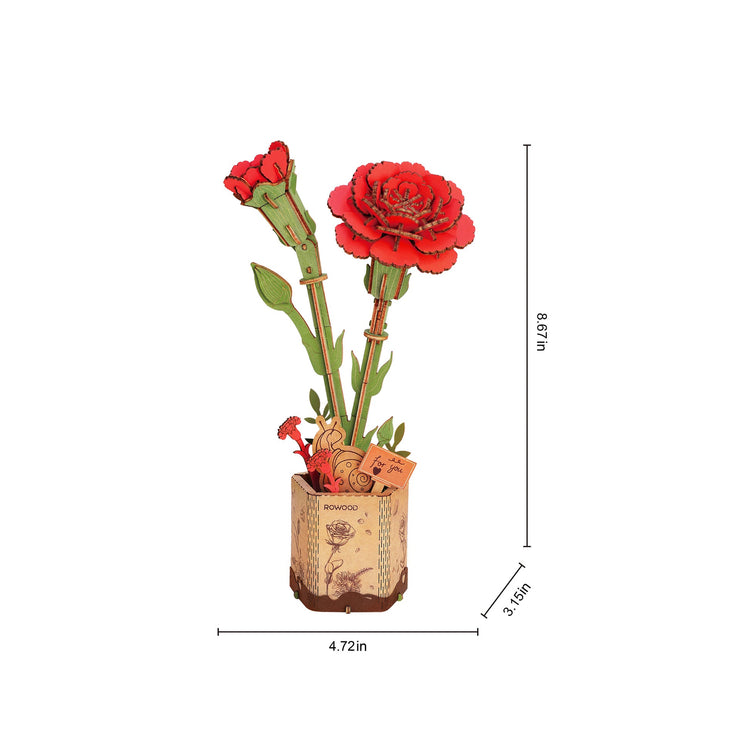 Hands Craft | Wooden Red Carnation - CR Toys