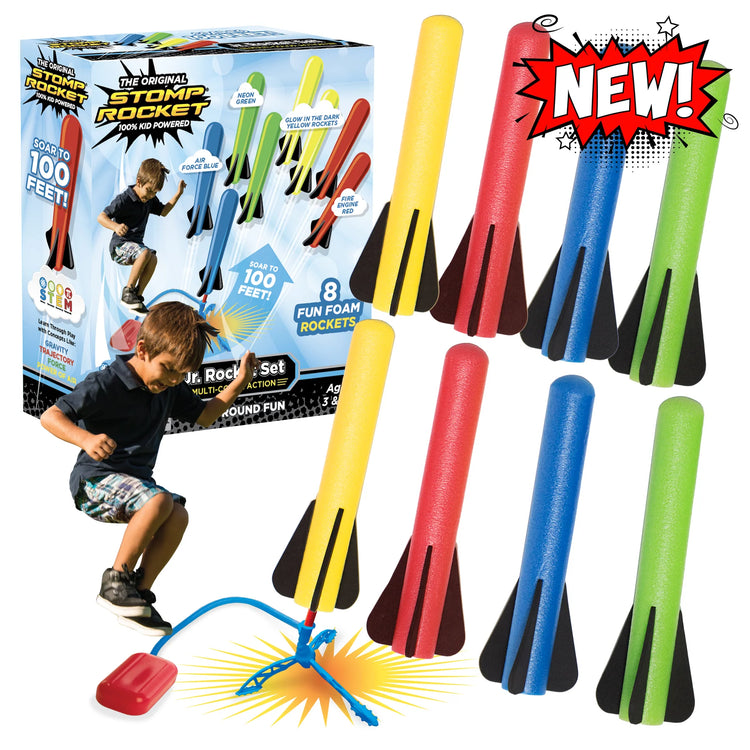 Jr Rainbow Stomp Rocket Kit | 8 Rockets | Ages 3+ - 4