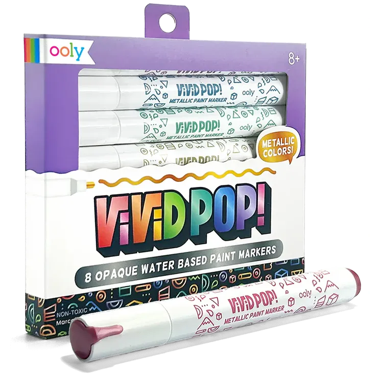 Vivid Pop! 8 Water Based Paint Markers - Metallic