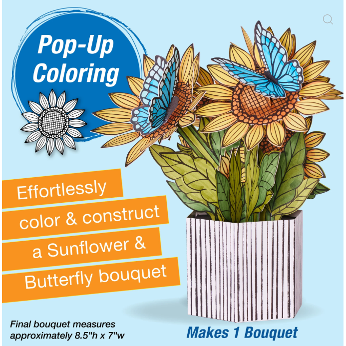 Pop Up Coloring Bouquet | Sunflowers and Butterflies 13+ - 6