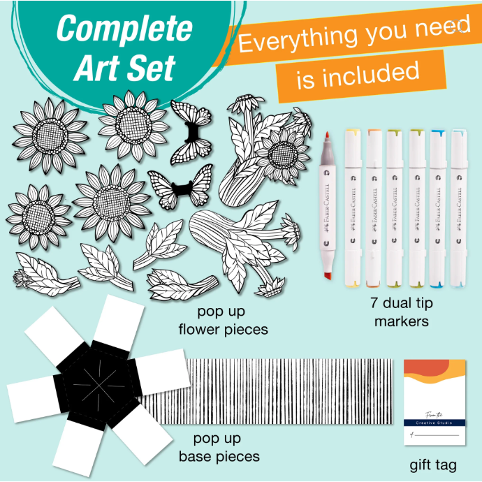 Pop Up Coloring Bouquet | Sunflowers and Butterflies 13+ - 7