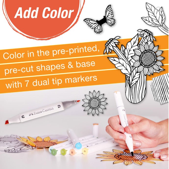 Pop Up Coloring Bouquet | Sunflowers and Butterflies 13+ - 9