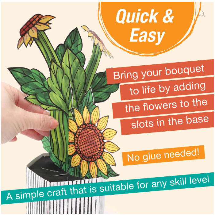 Pop Up Coloring Bouquet | Sunflowers and Butterflies 13+ - 10
