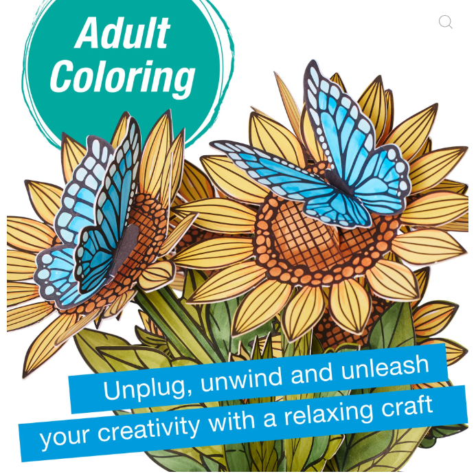 Pop Up Coloring Bouquet | Sunflowers and Butterflies 13+ - 12