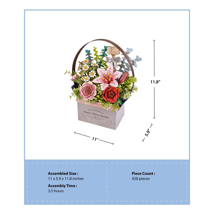 Hands Craft | Wooden Flower Puzzle Basket 12+ - CR Toys