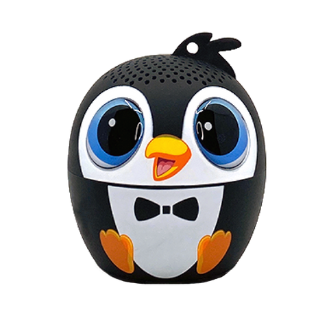 My Audio Pet Waltzer Waddles penguin-shaped Bluetooth speaker with bow tie and blue eyes