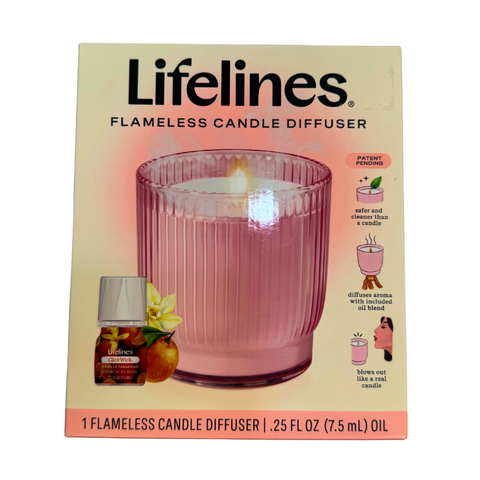 Lifelines Flameless Candle Diffuser | Blush Pink w/ Vanilla Tangerine Essential Oil Scent - 1