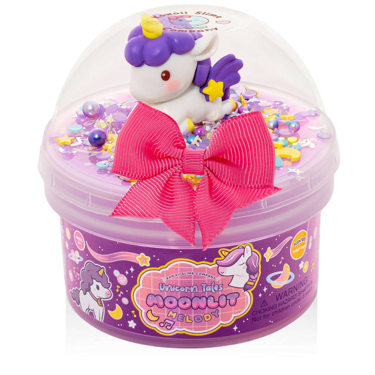 Kawaii Slime Unicorn Tales Moonlit Melody butter slime jar with unicorn charm and pink bow
