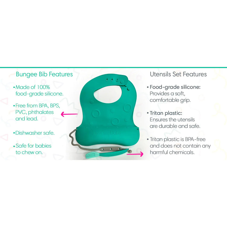 Busy Baby | Bungee Bib & Utensil Set Spearmint