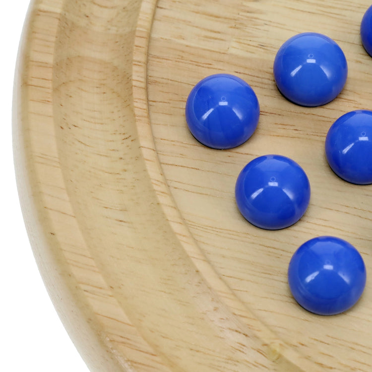 Solitaire | Wood Board & Blue Glass Marbles | 9 Inch Game - 4
