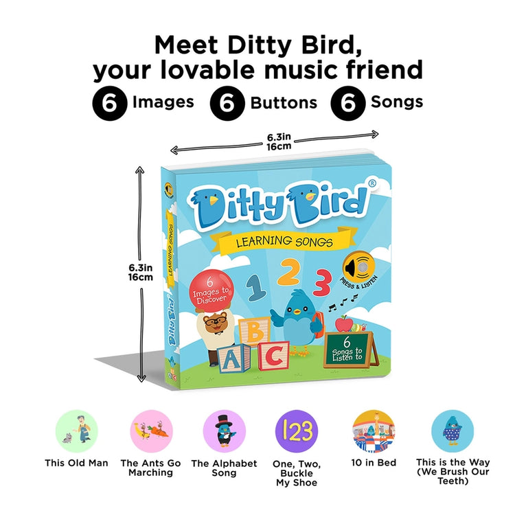 Ditty Bird | Baby Sound Book Learning Songs USB-Rechargeable 1+ - 2