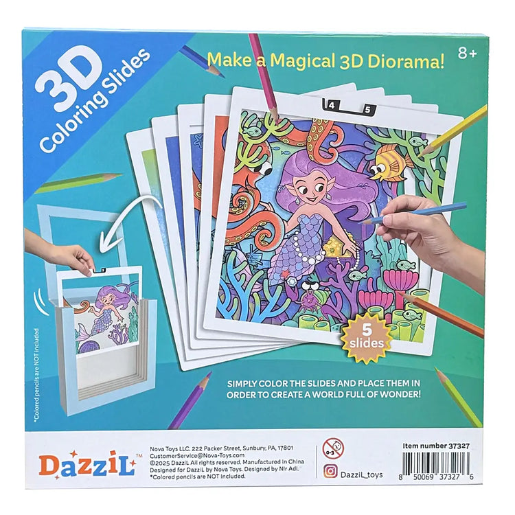 3D Coloring Slides | Mermaid 8+ - 3