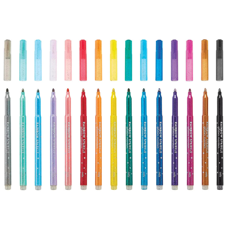 Rainbow Sparkle Glitter Markers | Set of 15 | 6+