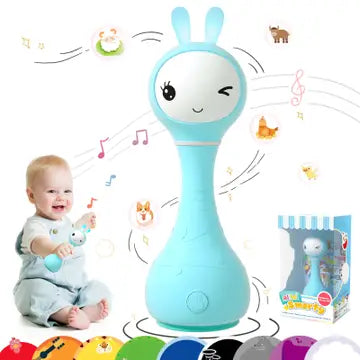 Smarty Bunny Sensory Toy w/Music, Lights & Teether | Blue - 1