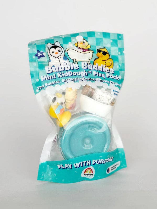 Bubble Buddies Mini KidDough Play Pack with teal dough and small toy figurines
