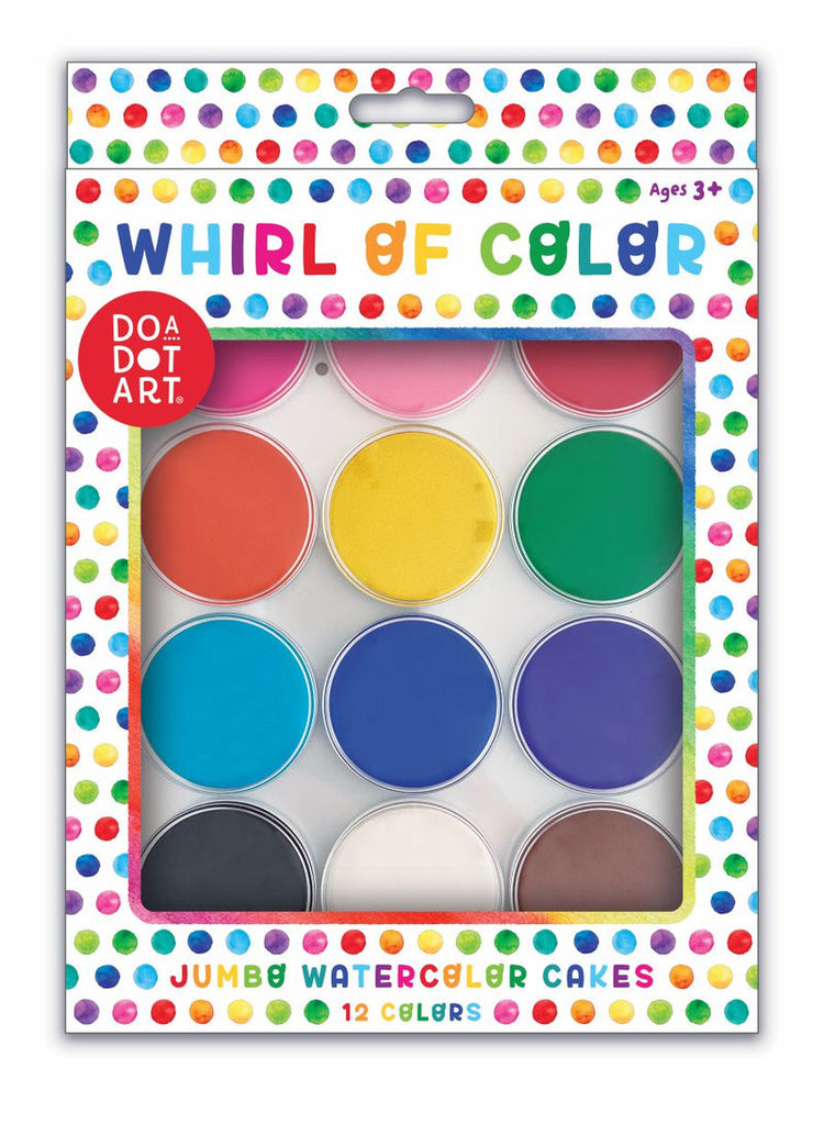 Do A Dot Art Whirl of Color Jumbo Watercolor Cakes set with 12 vibrant colors for ages 3+